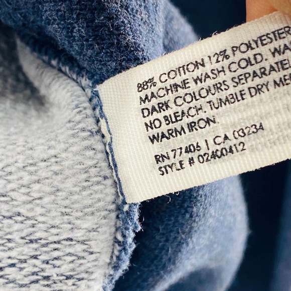 Club Monaco Cotton Shawl Collar Pullover Sweatshirt Sweater Heathered Navy XS - Picture 7 of 9